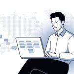 Fluid CRM editorial illustration showing how to find clients on LinkedIn with conversations flowing into a visual pipeline