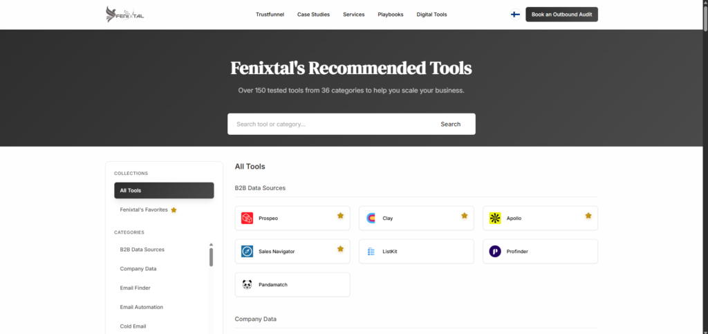 Fenixtal recommended digital and sales tools directory