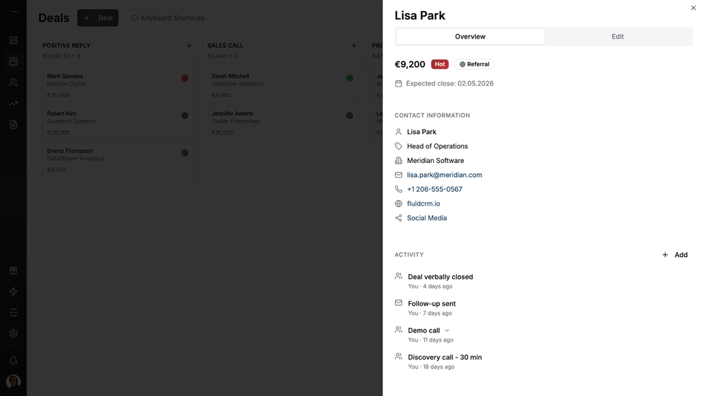 Fluid CRM activity logging
