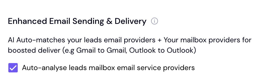 Emain service provider matching inside Smartlead