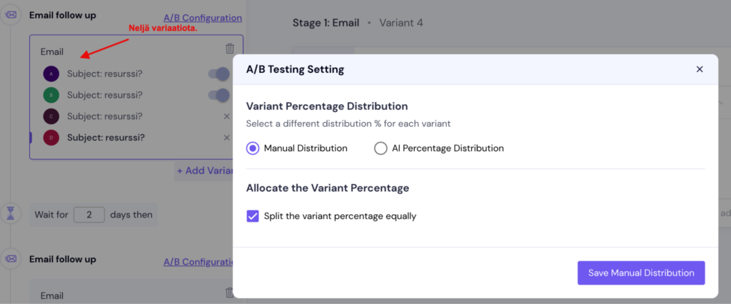Smartlead A/B testing