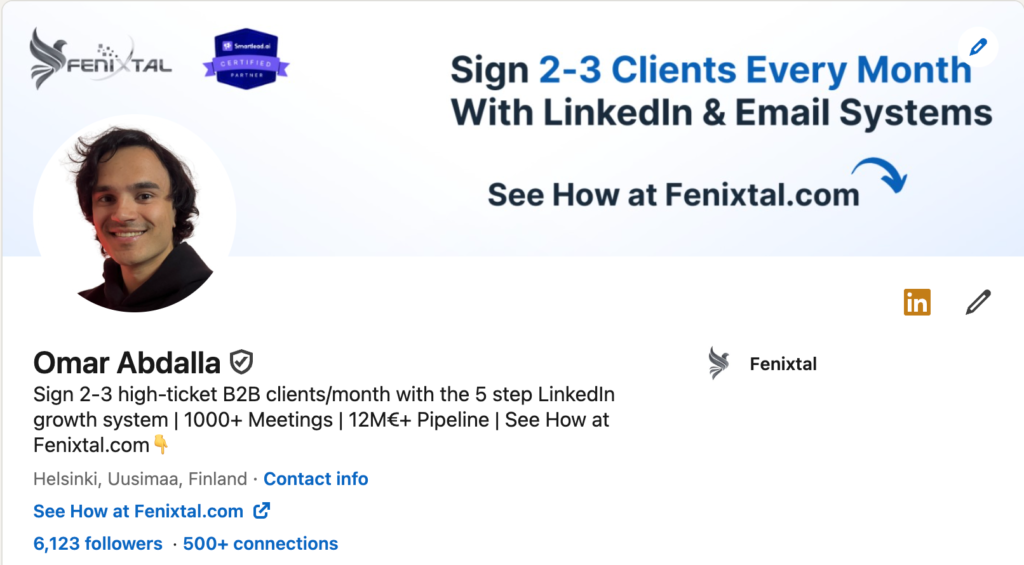 Omar Abdalla LinkedIn profile and outbound-friendly offer