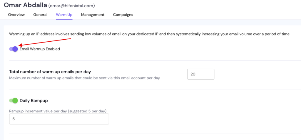 Smartlead email warmup settings
