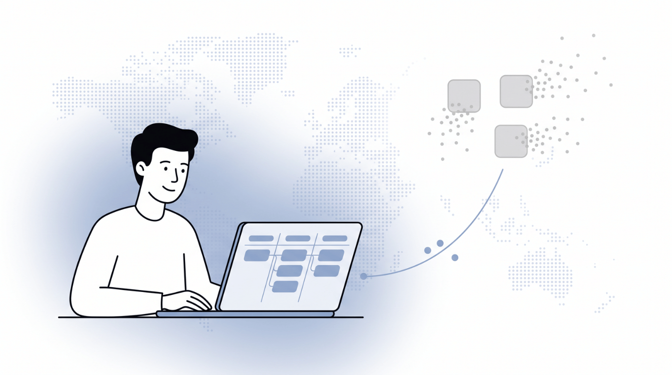 Fluid CRM editorial illustration showing sending cold email from your CRM on a shared domain versus separate sending domains