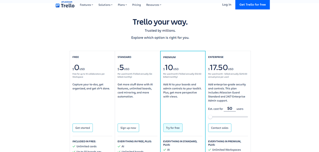 Trello pricing