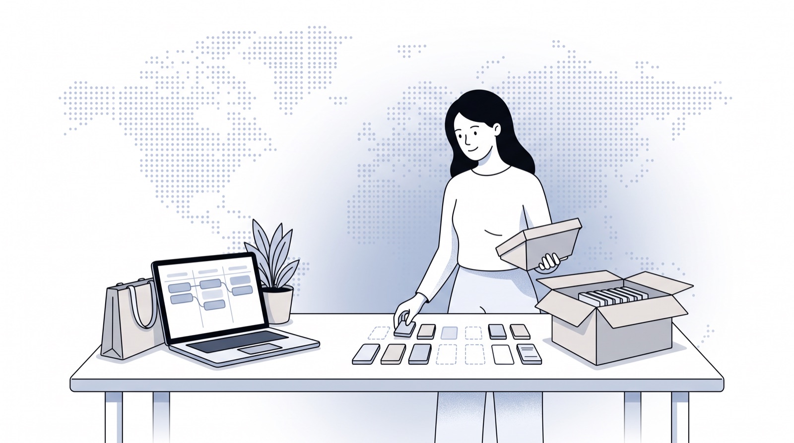 Fluid CRM editorial illustration of an agency owner unpacking two plans and finding gaps, folk CRM pricing